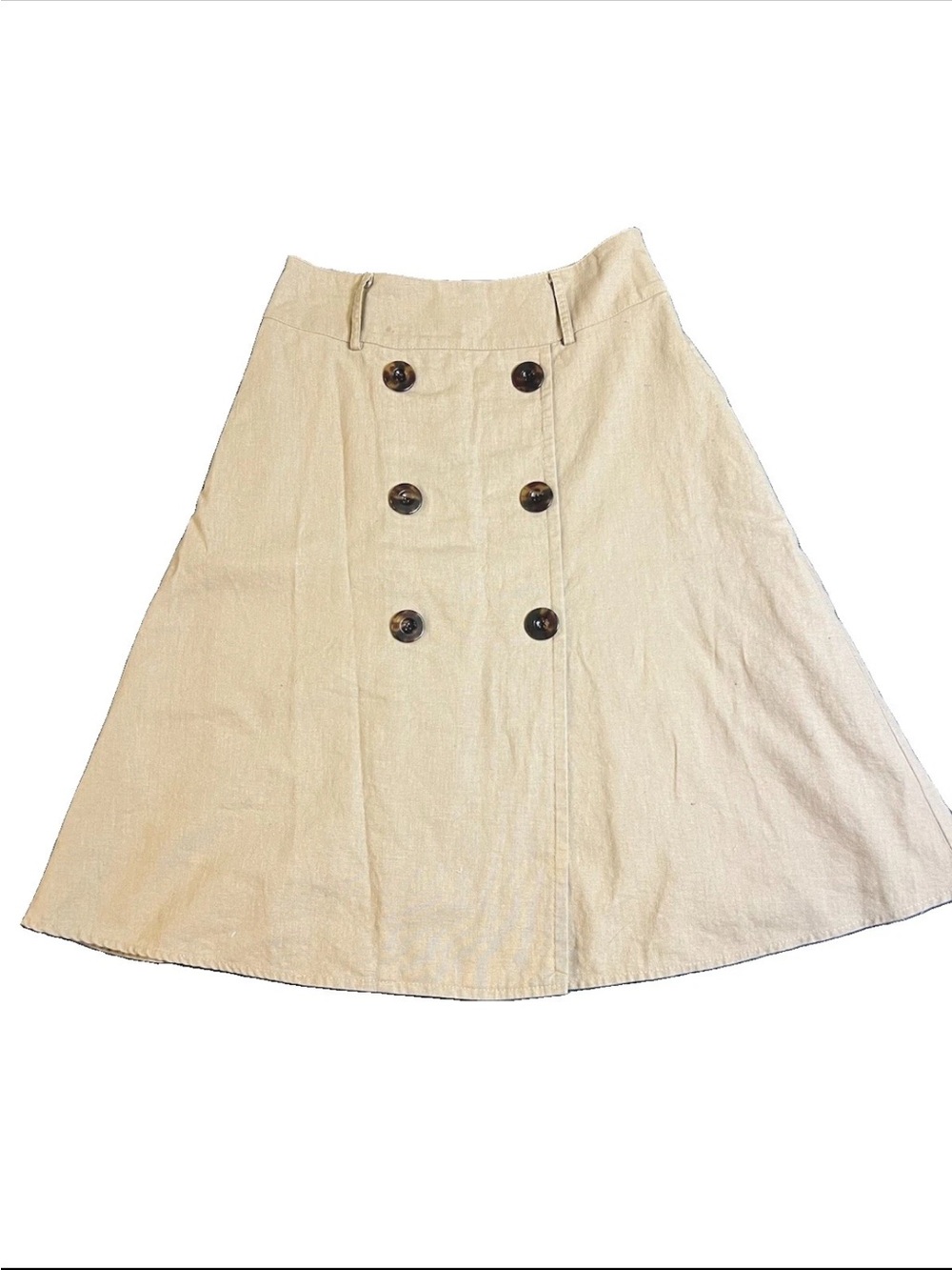 Vintage Cream Double-Breasted A-Line Skirt S